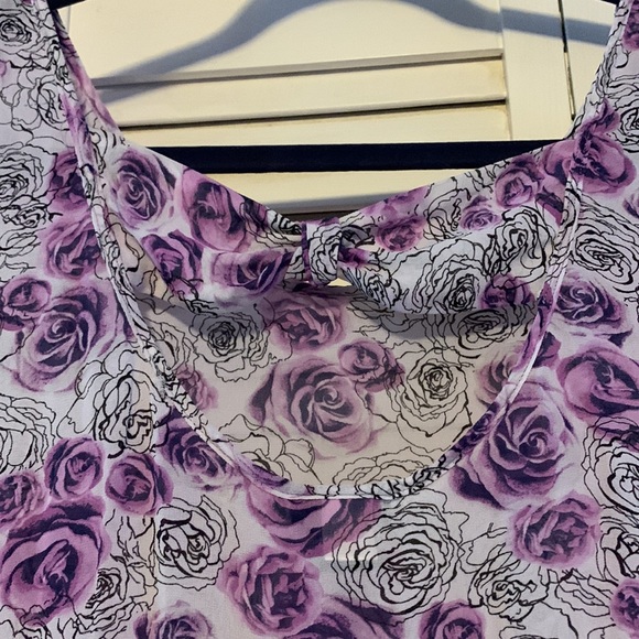 Torrid Purple Roses Sheer Top - Picture 3 of 4